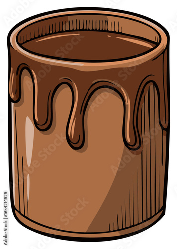 Illustration of a Bucket Filled with Dripping Brown Paint or Liquid Substance