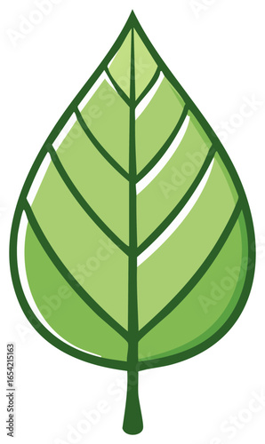 Simple green leaf icon with bold dark green outline and veins