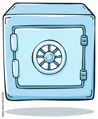 Cartoon Style Blue Security Safe with Dial Lock for Valuables or Vault