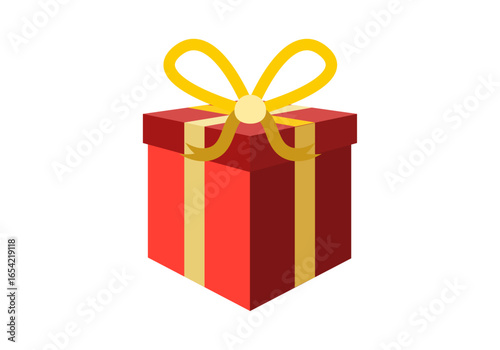 Regalo rojo con lazo dorado 