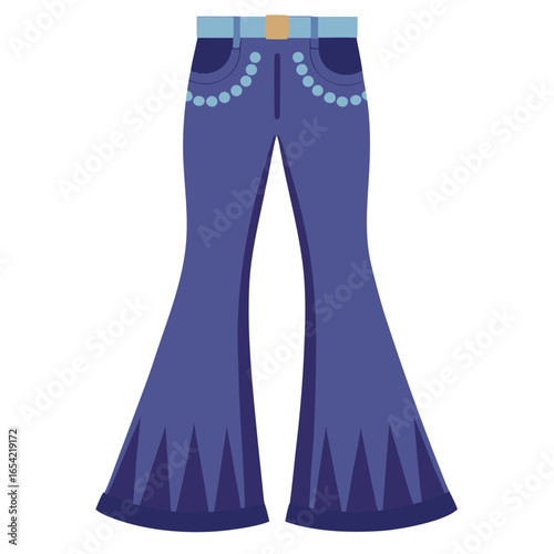 Indigo flared bell bottom jeans with decorative studs flared jeans indigo denim