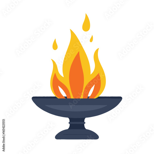 Colorful flame in bowl style icon symbolizing warmth and light  