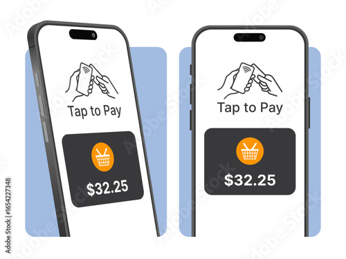 Smartphone Tap to Pay – Mobile NFC Contactless Payment with Credit Card, Digital Wallet, and Online Shopping Transaction Illustration for E-commerce, Retail, and Modern Finance Vector Design