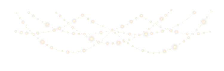 Transparent PNG. Golden festoon lights in glowing style for winter celebration. 