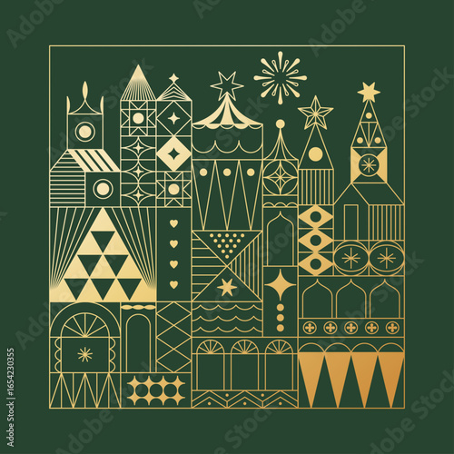 Vector Christmas and New Year design templates for advent calendars, greeting cards, packaging, prints, banners, and minimal graphics in  linear style