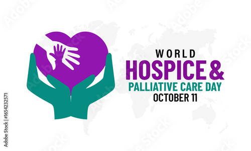 World Hospice and Palliative Care Day highlights quality care, support for serious illnesses, and compassion for families worldwide. Realistic ribbon. Banner poster, social media, flyer and background