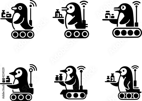 Delightful penguin robots deliver packages wirelessly, highlighting adorable automation and delivery service innovation