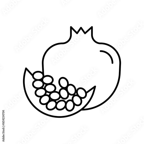 Pomegranate Fruit Line Icon: Healthy Food and Fresh Produce