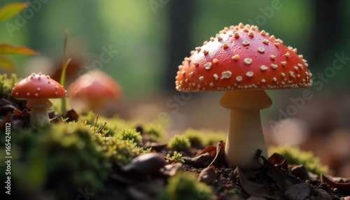 Illustrate magicmushroom compounds rewinding biologicalage clocks in murine cells hinting at human longevity. Cinematic shallow depth of field. stock advertising image