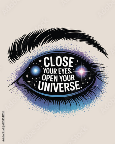 Close your eyes open your universe eye reflection cosmic stars galaxy T Shirt Design