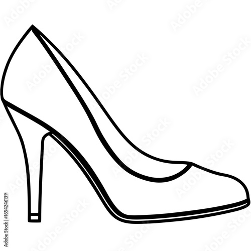 Black outline of a high heel shoe on a white background footwear fashion 1