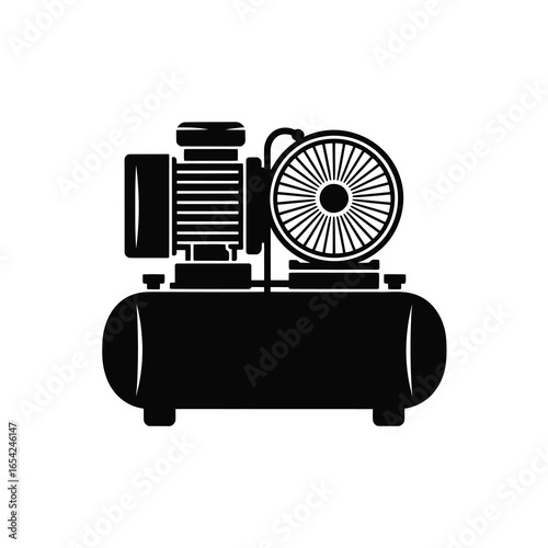 Black and white illustration of an air compressor unit