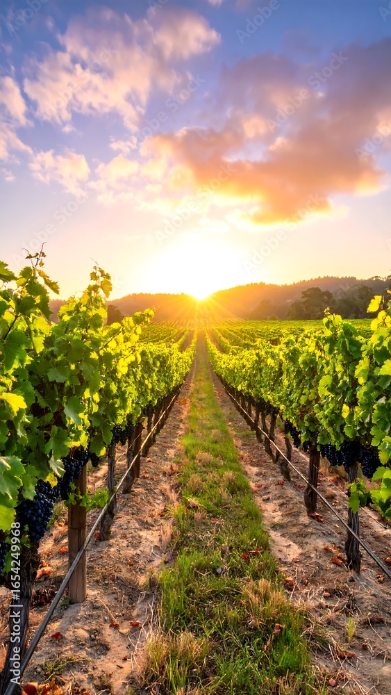 Naklejka premium Vineyard at sunset (3)