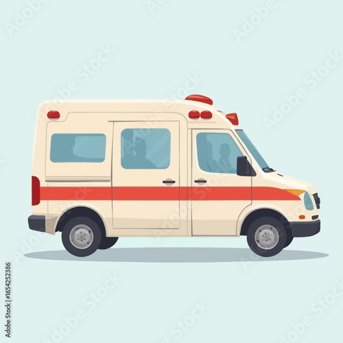 A clean, modern illustration of a classic-style ambulance, ready for emergency response.