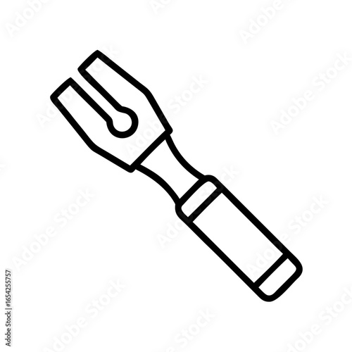 Minimal icon of a chisel tool used in woodworking, detailing, shaping, or precision carving during construction.

