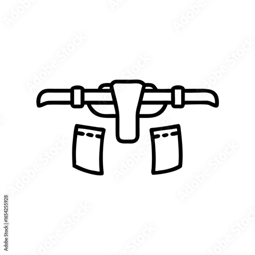 Outline icon of a tool belt with pouches, used by builders and tradesmen to carry tools during construction or repair tasks.
