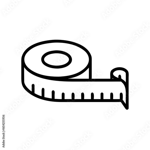Minimal black outline icon of a measuring tape, used for precision in construction, DIY, and renovation planning.
