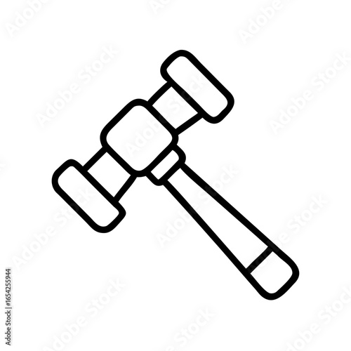 Minimal line icon of a two-headed hammer, used in heavy-duty construction tasks like framing or demolition.
