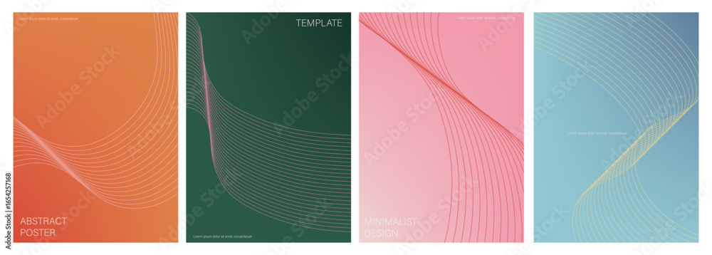 Fluid Geometric Gradient Poster Vector Bundle. Contemporary Line Art Templates for Banners, Flyers, Social Media, and Music Promotions.