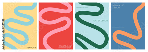 Vibrant Abstract Wave Background Set. Modern Minimalist Designs with Colorful Motion Lines for Ads, Covers, and Social Media Graphics.