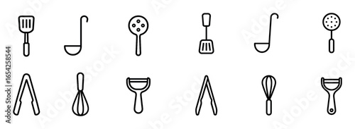 Minimalist Kitchen Utensils Icons