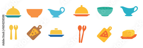 Colorful Kitchenware Icons