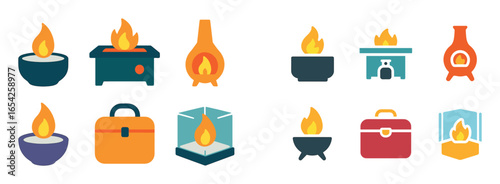 Colorful Fireplace Icons
