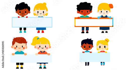 School, Oldskool Style, Icon Set, Contains Clear Scroll Schoolboy Figures, Postcard, copy space, Titles and Chops for children's web design. Editable line icons. Vector illustration, isolated