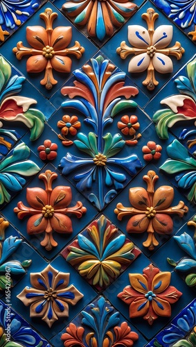 Painted Mosaic Tiles - Mobile Wallpaper with vibrant cultural artistry, symmetrical decorative designs, and radiant detailed elegance captured in high definition to transform your screen design