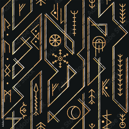 Colorful runes. Seamless pattern_new