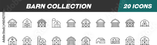Line Signs of Barn for Adverts. Suitable for books, stores, shops. Editable stroke in minimalistic outline style. Symbol for design