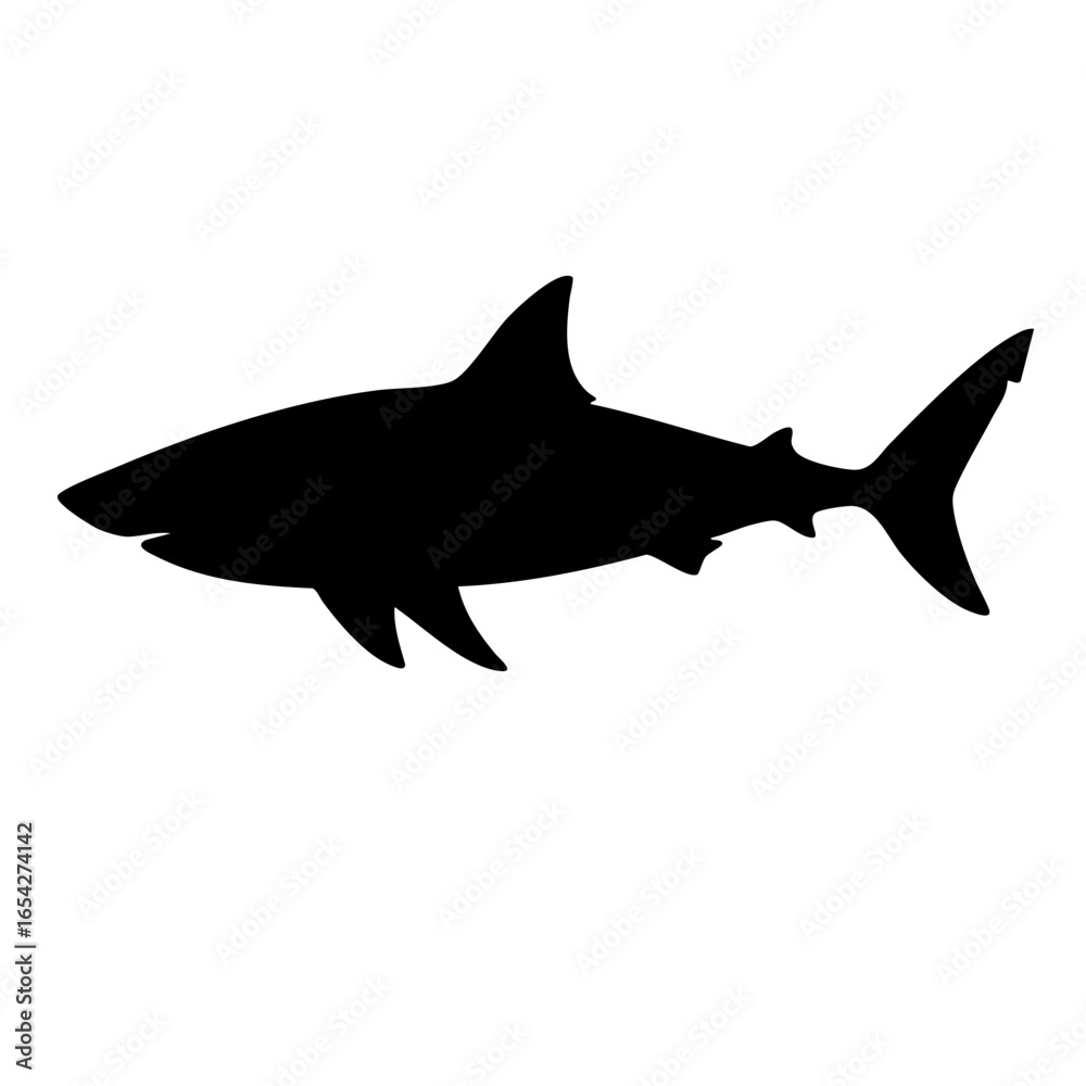 Obraz premium Shark silhouette in black on white background 