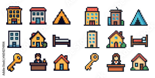 Pixel Art Travel Icons