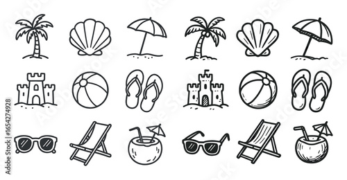 Beach Icons Grid