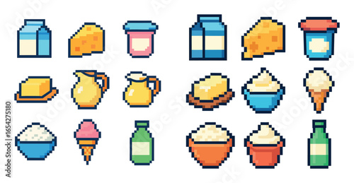 Dairy Pixel Art Icons