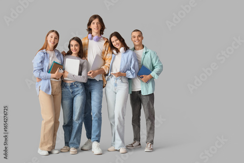 Group of students on light background