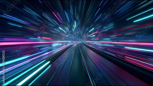 Cinematic Fly-Through of Futuristic High-Tech Tunnel with Neon Data Streams – 4K Sci-Fi Animation
