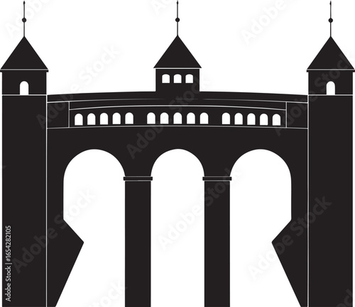 Majestic Dam Structure Silhouette | Black Vector Icon Art