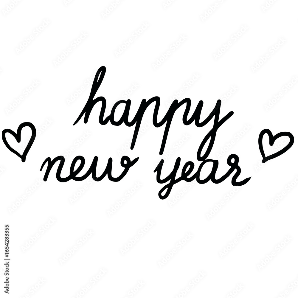 Hand written happy new year letters for Christmas and New Year decoration, font, typography, text, message, campaign badge, card print, sticker, festive winter, patches, shirt print, happy holidays