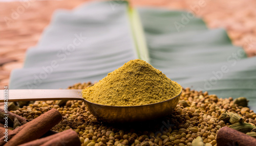 Measuring Asafoetida on Banana Leaf