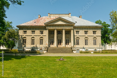 The palace and park complex in Mlochow in Mlochow, Poland