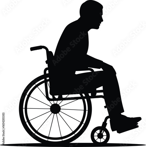 Man in wheelchair silhouette showing support and independence