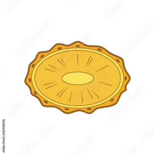 Close-up illustration of a pineapple slice with textured rim and radiating pattern
