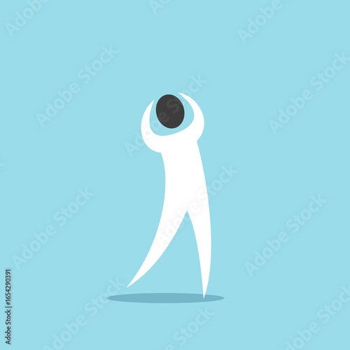 Man holding head in despair. Depression, mental disorder, stress, emotion, burnout, headache, trouble, failure, sorrow, helplessness and scream concept. Flat design. EPS 8 vector illustration