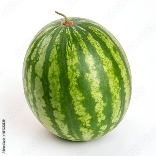 A whole watermelon isolated on a white background.