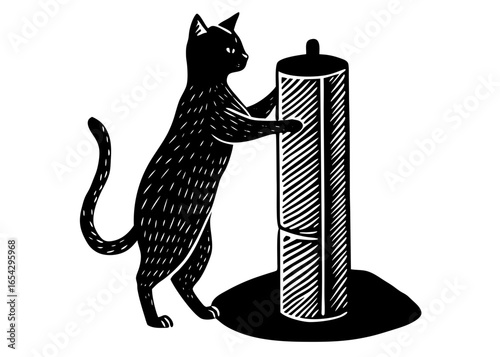 Cat Scratching Post Silhouette SVG | Funny Cat Pose Vector Clipart for Cricut and Crafts