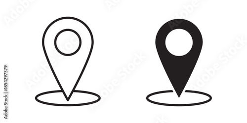 Map location pin icon. Map pin location sign icon vector illustration, black location pin marker symbol vector