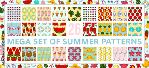 Mega Set of Seamless Summer Patterns. Colorful Vector Collection for Textile, Wrapping Paper, Invitations, Wallpaper and Web Design