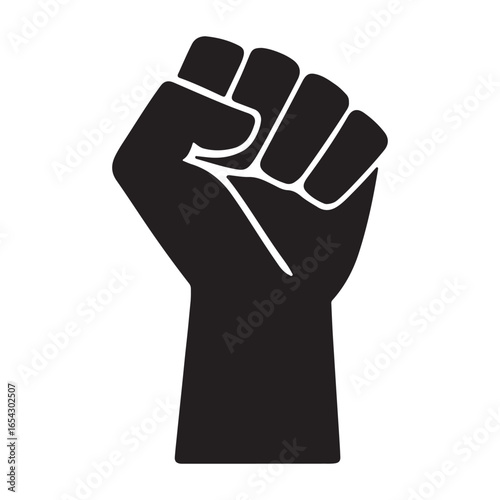 Raised Fist Icon Power Strength Protest Solidarity Hand Silhouette Illustration
