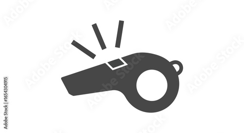 A gray whistle isolated on white background, used by coach or referee for signaling